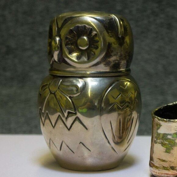 1968 Raimond Silver Mfg Italy. Silverplated Owl Bank Mid-Century Modern - Picture 2 of 6